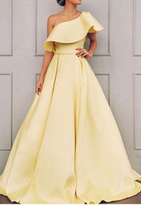 ELBA one shoulder satin dress