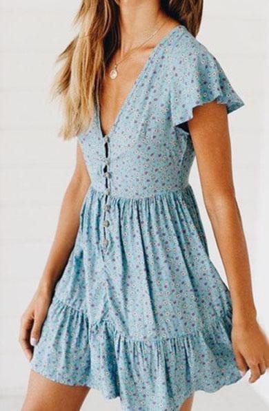 AISHA button boho dress