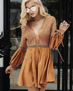 ROSANNA suede boho dress