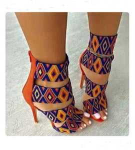 Orange paterns heels