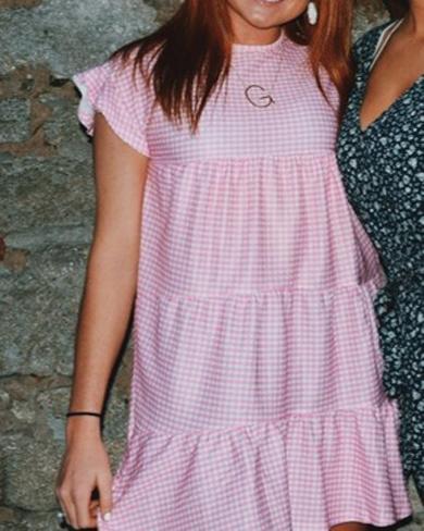 AUDREY checkerboard ruffle dress