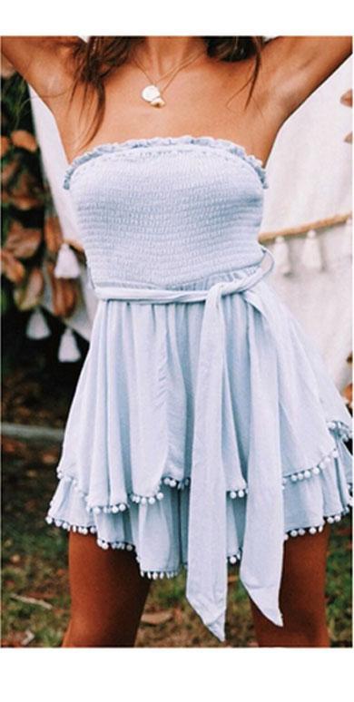 GOLDIE strapless ruffle bow dress