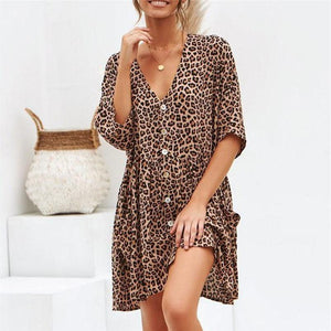 AMPARO leopard button dress