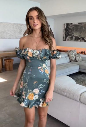 CALLIE off shoulder flower dress