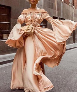 FRIEDA off shoulder satin dress
