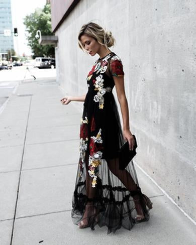 JESSIE floral long lace dress