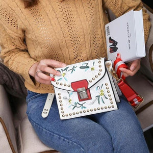 The Embroidery Flower Leather Handbag